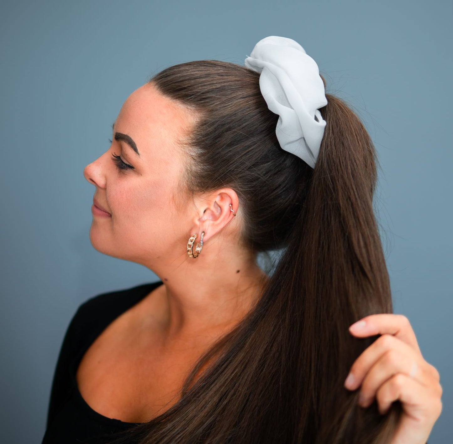 XL hvit scrunchie